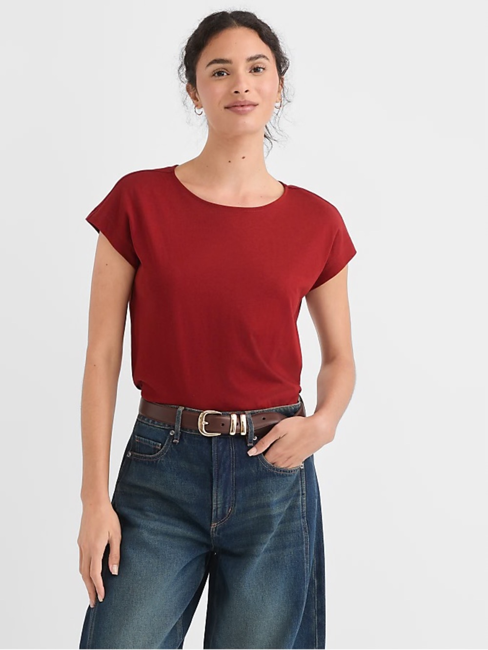 LOFT Women's Modern Wedge Tee in Runway Red